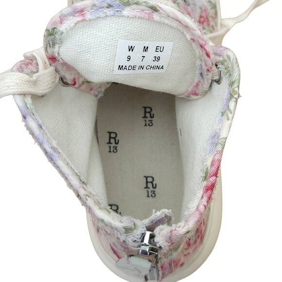 R13 Kurt high top platform floral distressed chunky edgy skater sneakers Sz 39 9 - Picture 6 of 7